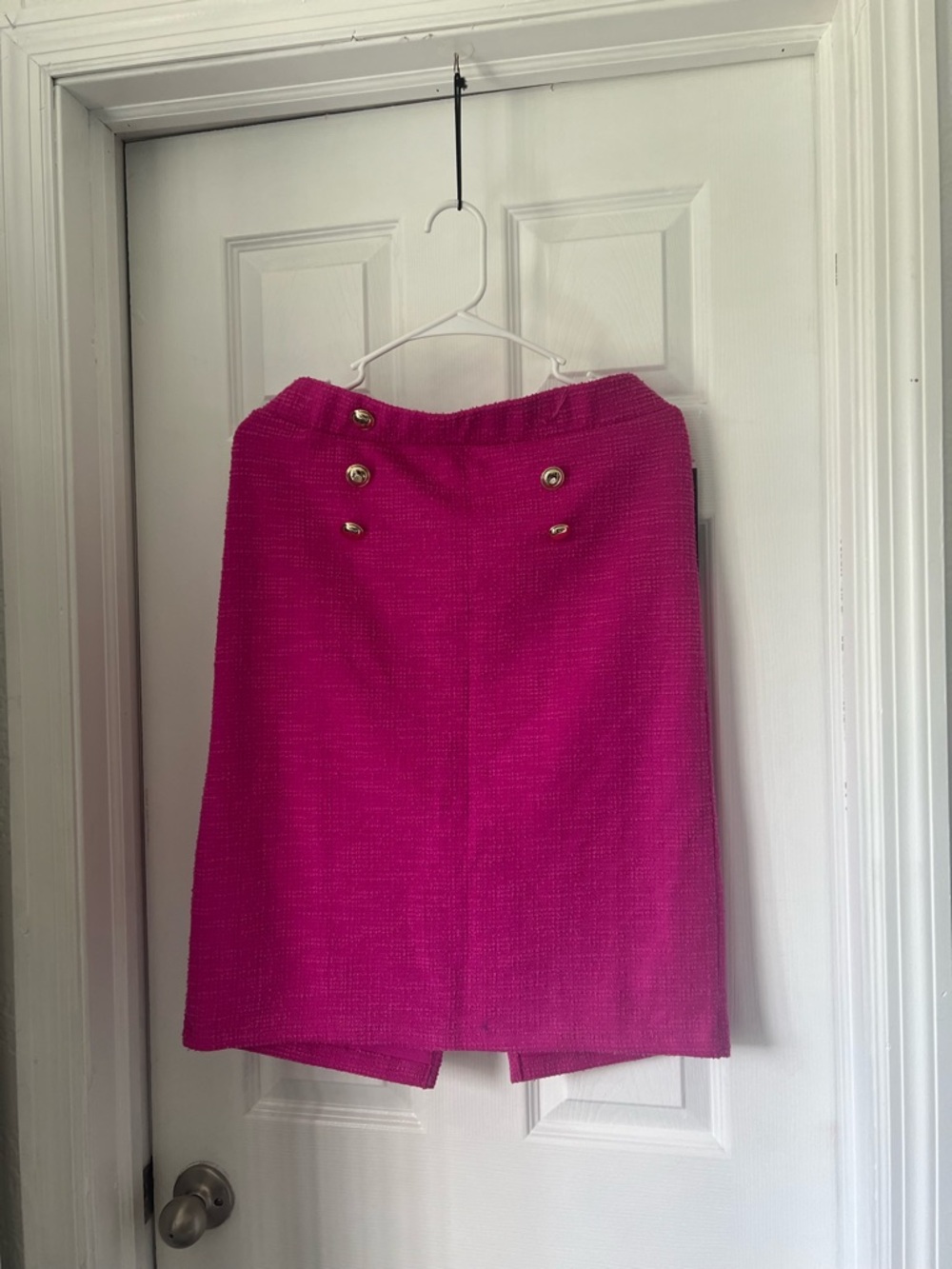 Bright Fuchsia Button-Front Pencil Skirt